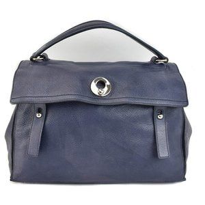 SAINT LAURENT (YSL) "Muse Two": Steel Blue, Leather Satchel/Tote Bag (my)